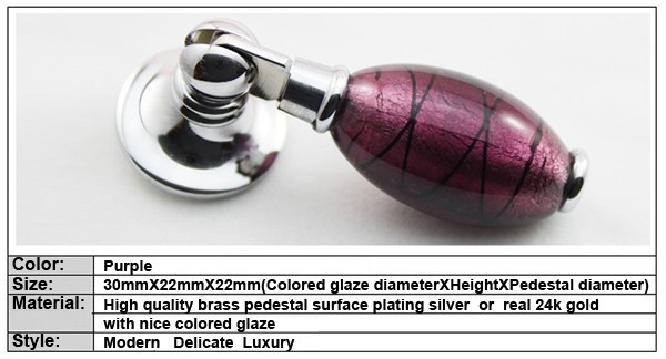 G0181Purple Modern  Coloured glaze& Brass Furniture Handle Creative High Grade Closet  Knobs Personality hammer pull for Drawer