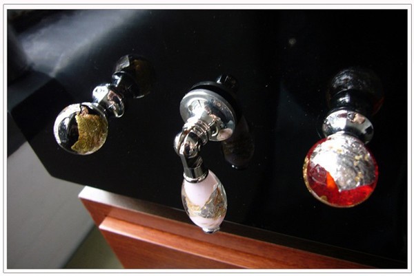Modern luxury New European&Chinese rural Furniture Handle High Grade Closet  Knobs Coloured glaze& Brass Drawer pull