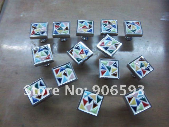 12pcs lot free shippingColourful mosaic porcelain cabinet knobporcelain handleporcelain knobfurniture knob
