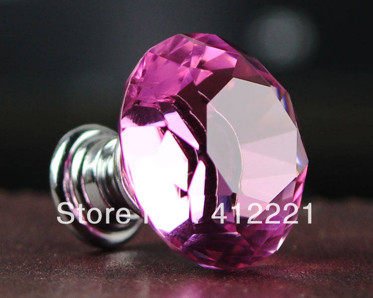 - 12pcs/lot size 50mm factory wholesale REAL Pink Diamond Feature crystal bedroom furniture knob pull
