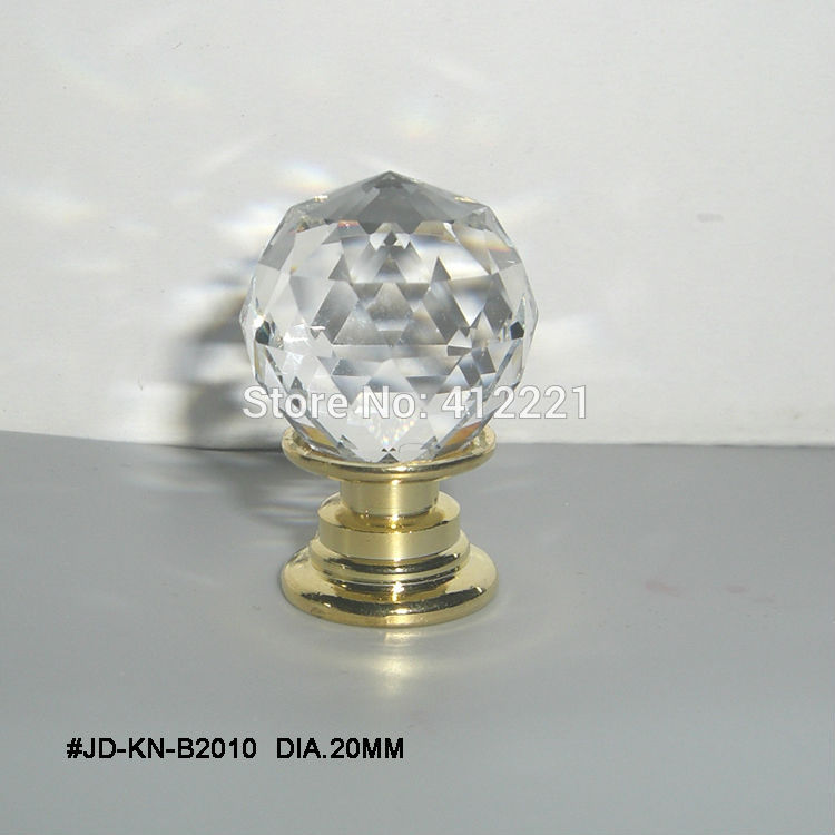 - MOQ 1 Pcs Zinc Alloy hardware knob with 20mm mini Crystal Glass Pink Triangle Faces Ball pull from China factory