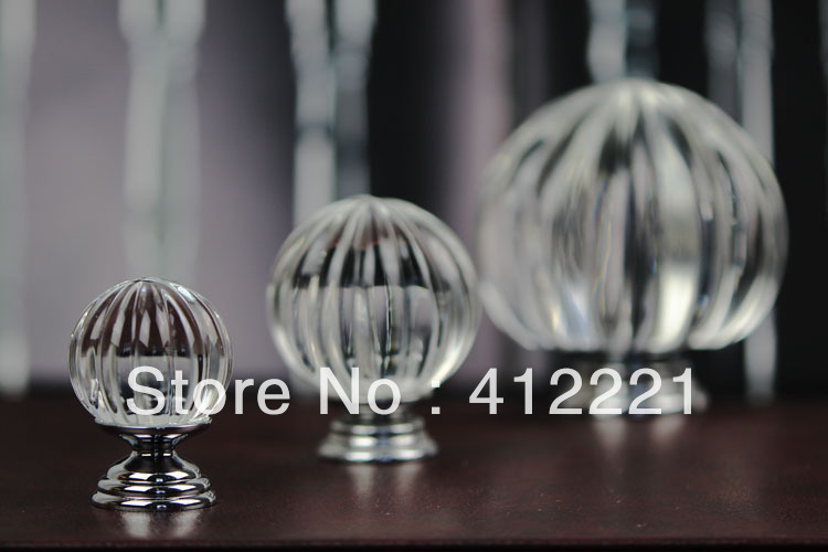 Free Shipping 10pcs Pull Handle Crystal Glass Knob 30mm melon ball Knobs and Handles for funny For Children Bedroom Pull