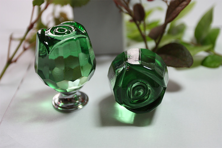 2pcs 30mm Green Rose Flower Glass Furniture Handles Knob Pulls Bulk Price