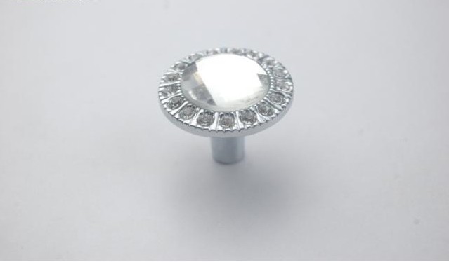 8pcs K9 Crystal Glass diamond circular cupboard door shake handshandle ambry drawer contemporary contracted silver crystal pull