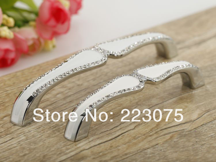 -96mm white Crystal rheinstone kitchen Knobs  handles for cabinet knob 10pcs/lot