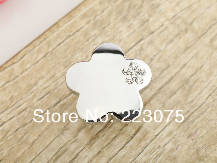 -silver plated crystal  rheinstone cabinet door knob chrome drawer pulls handle10pcs/lot