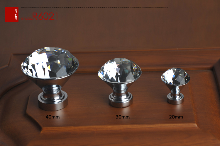 20mm K9 Crystal Glass,Chrome plated  abinet Knobs Door Handles / furniture pull / Cupboard knob