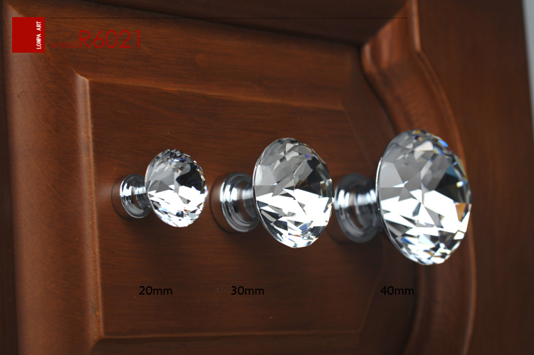 40mm K9 clear Crystal Glass, cabinet Knobs Door Handles / furniture pull / Cupboard knob