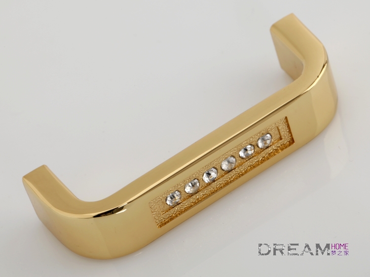 64mm Gold  Kitchen Cabinet hardware / Clear Crystal Handle / Zinc Alloy pull handle 6318-64
