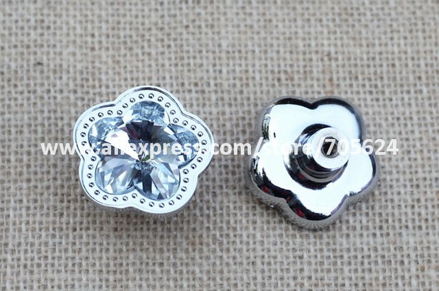 Free Shipping Silver color K9 glass Crystal Knobs Europen style /Clear Crystal,Cupboard knob