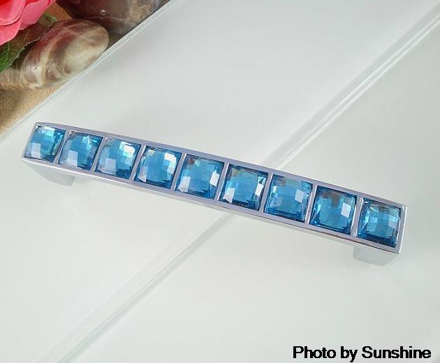 New arrival 96mm blue diamond crystal handle, modern door handle,  drawer handle