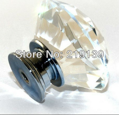 100Pcs 30mm Clear Crystal Diamond Cabinet Glass Dresser Knobs Drawer Pulls And Handles Kitchen Door Wardrobe Hardware