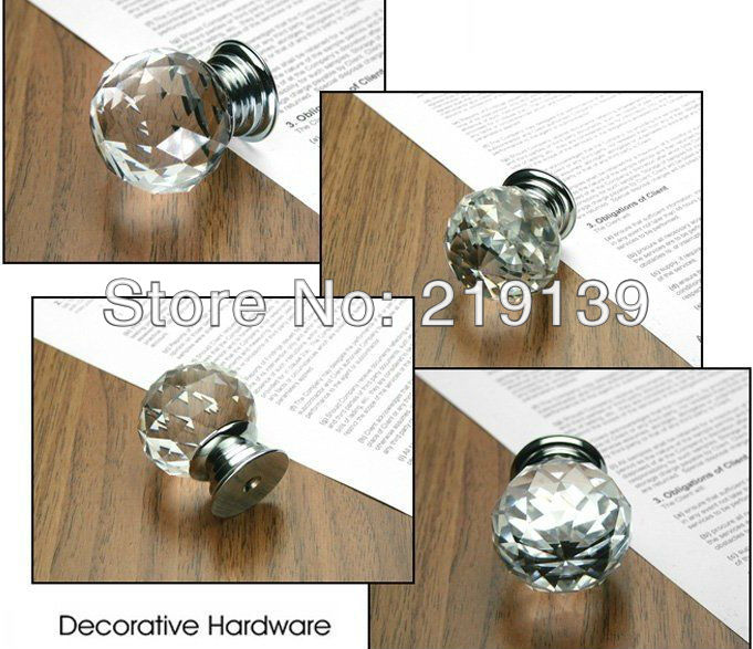 10Pcs 20mm Clear Round Crystal Furniture Cabinet Knob Drawer Pull Handle Kitchen Door Wardrobe Hardware