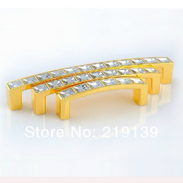 Modern Fashion Gem Gold Glass Crystal Handles And Knobs For Cabinets Drawer Cupboard Pulls Bar
