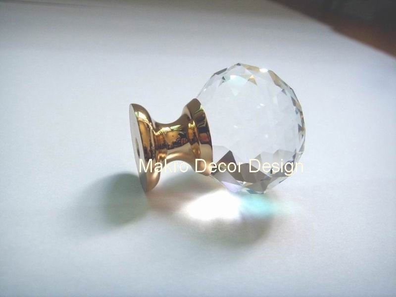 Clear crystal cabinet knob10pcs lot free shipping30mmbrass basebrass polished plated