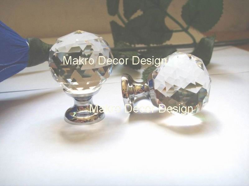 Clear crystal cabinet knob10pcs lot free shipping30mmbrass basechrome plated