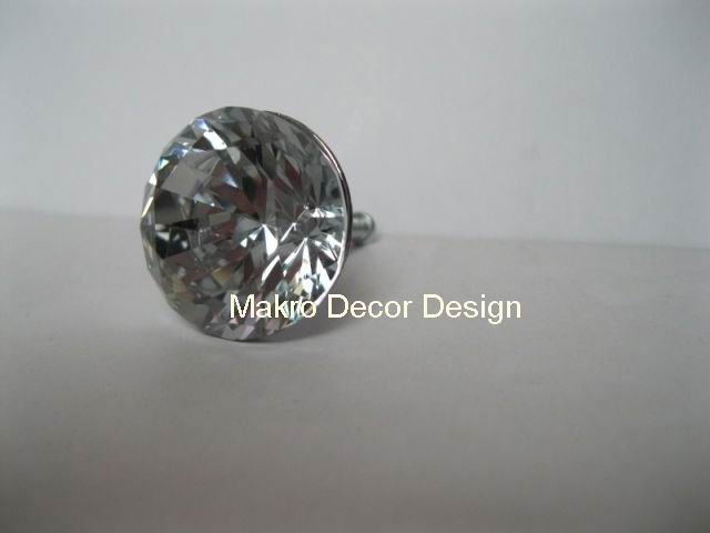 Clear sparkling diamond crystal cabinet knob10pcs lot free shipping30mmzinc alloy basechrome plated