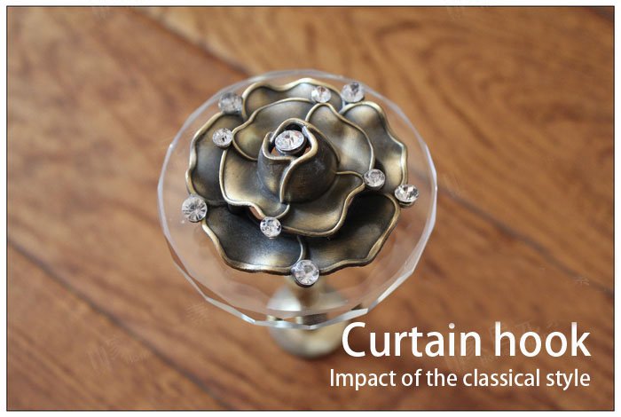 Home Hardware European Crystal Rose Wall Hook Curtain Buckle/Curtain Hooks