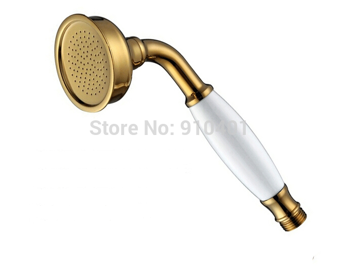 Wholesale And Retail Promotion NEW Deck Mounted Golden Brass Bathroom Tub Faucet Dual Handles With Hand Shower