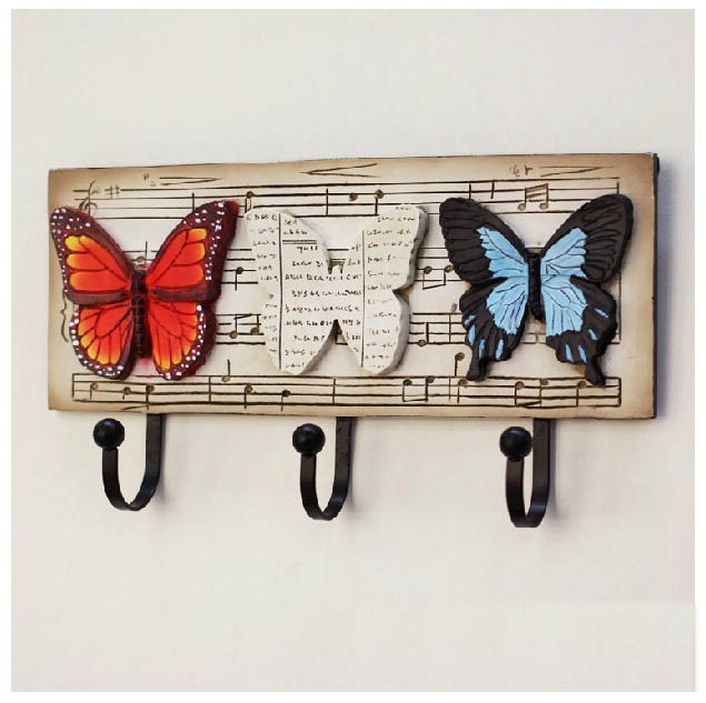 Music Butterfly  Modern Home Decoration Creative Coat Hooks Wall