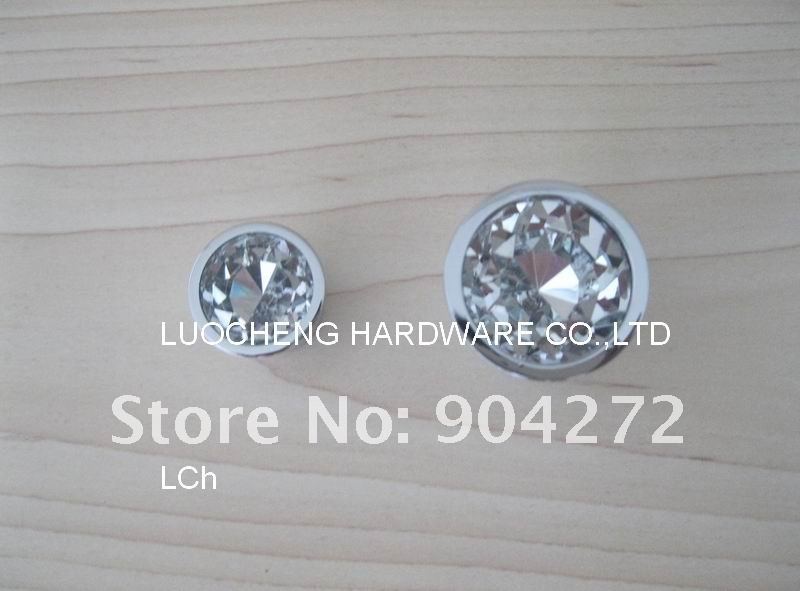 50 PCS/LOT 21MM CLEAR CUT GLASS KNOBS DOOR HANDLES BUTTONS CRYSTAL CABINET KNOBS ON A CHROME ZINC BASE