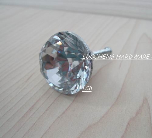 50 PCS/ LOT 25 MM SPARKLING CLEAR CRYSTAL KNOBS WITH ZINC CHORME SMALL BASE