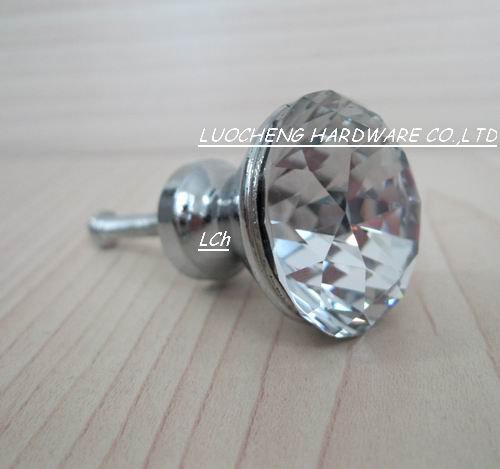 100PCS/ LOT 30 MM CRYSTAL CLEAR CABINET KNOBS WITH ZINC CHORME BASE