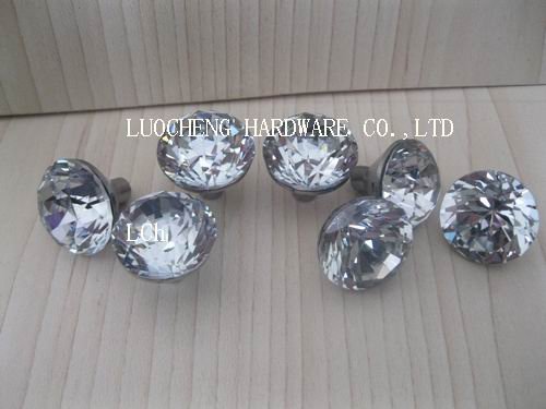 20 PCS/ LOT 30 MM SPARKLING CLEAR CRYSTAL KNOBS WITH ZINC CHORME SMALL BASE
