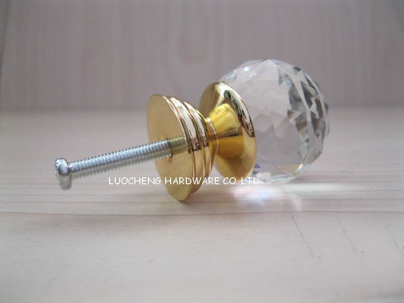 20PCS/LOT DHL CLEAR CUT CRYSTAL CABINET KNOB WITH K-GOLD FINISH BRASS BASE