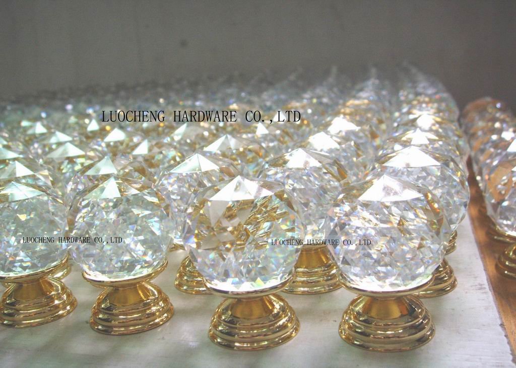 20PCS/LOT DHL CLEAR CUT CRYSTAL CABINET KNOB WITH K-GOLD FINISH BRASS BASE