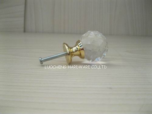 20PCS/LOT GLASS KNOBS CRYSTAL KNOBS WITH BRASS BASE  GOLD FINISH CABINET KNOBS