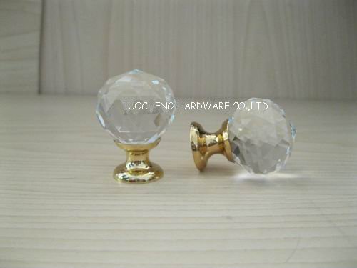 20PCS/LOT GLASS KNOBS CRYSTAL KNOBS WITH BRASS BASE  GOLD FINISH CABINET KNOBS