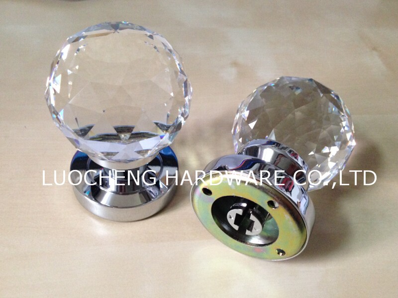 1 PAIRs / LOT 60MM CLEAR CUT CRYSTAL DOOR KNOBS DOOR Pull Hardware Furniture Pulls ON  CHROME  BRASS BASE