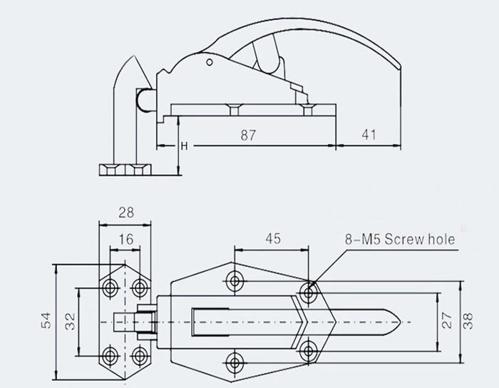 4'' Storage Accessories Pull Handle Heavy Duty Industrial Lever Lock(For Oven,Trailer,Truck,Transformer Door Locks)