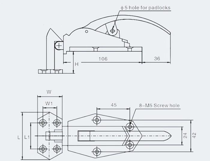 6'' Storage Accessories Handle Heavy Duty Industrial Lock(For Oven,Trailer,Truck,Transformer Door Locks)