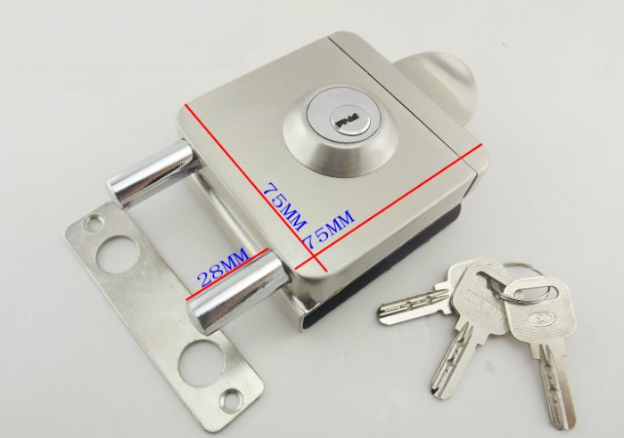 Folder Lock central glass door frameless door locks (3 Computer Keys)