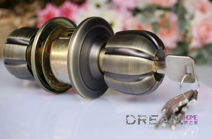 1pc/lot Stainless Steel Cylindrical Door Lock / Ball Lock/ Doorknos antique brass finished