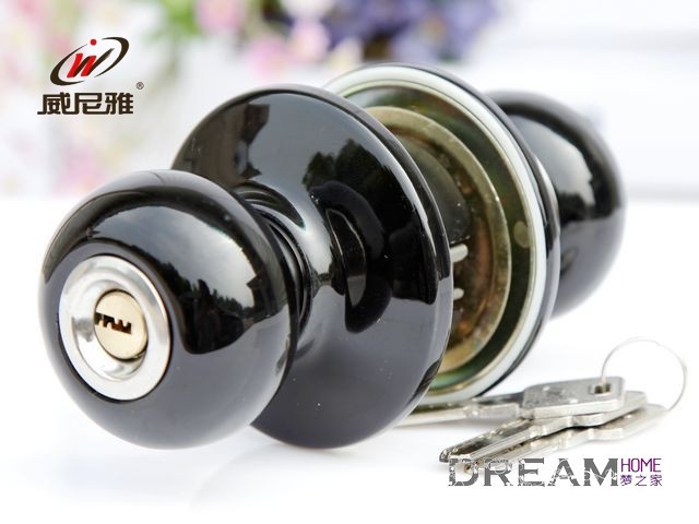 Free Shipping 1pc/lot Black Ceramic  Door Lock / Ball Lock/ bedroom door lock