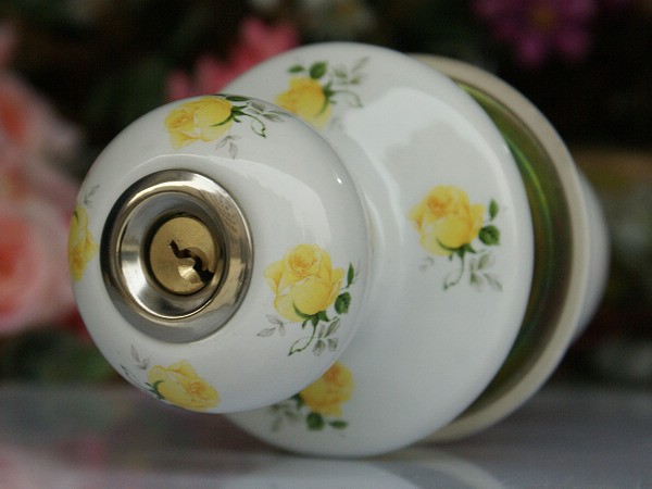 Free Shipping 1pc/lot Rose Ceramic  Door Lock /home door lock/ Indoor lock with key