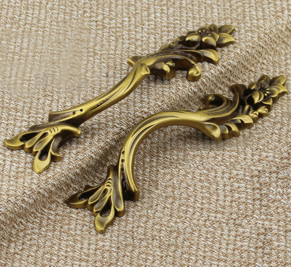 All brass high quality knob European copper archaize double holes furniture handle Classical drawer/closet pull