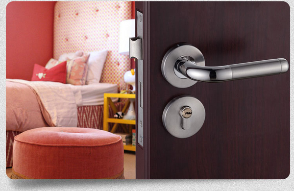 European Style Simple Modern fashion Indoor stainless steel door lock the bedroom wooden door handle door lockset  Free shipping