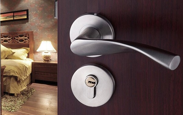 European style Modern stainless steel Indoor door lock the bedroom wooden fission lock hardware door lockset  Free shipping
