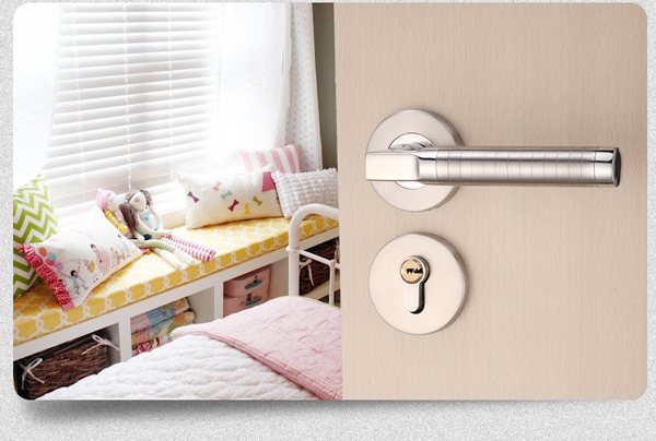 Modern European style  304 stainless steel indoor door lock the bedroom wooden door lockset  Free shipping