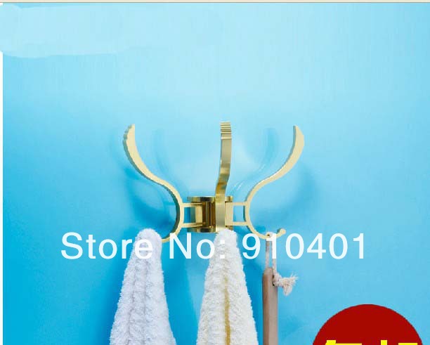 Wholesale And Retail Promotion Golden Aluminium Bathroom Clothes Hat Towel Hooks & Hangers 6 Pegs Swivel Bars