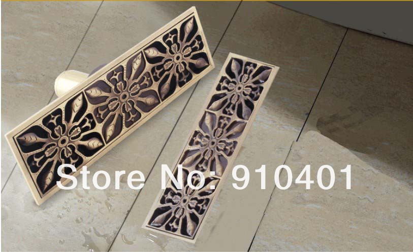 Wholesale And Retail Promotion Luxury 11" Length Antique Brass Floor Drainer Square Shower Grate Waste Drainer