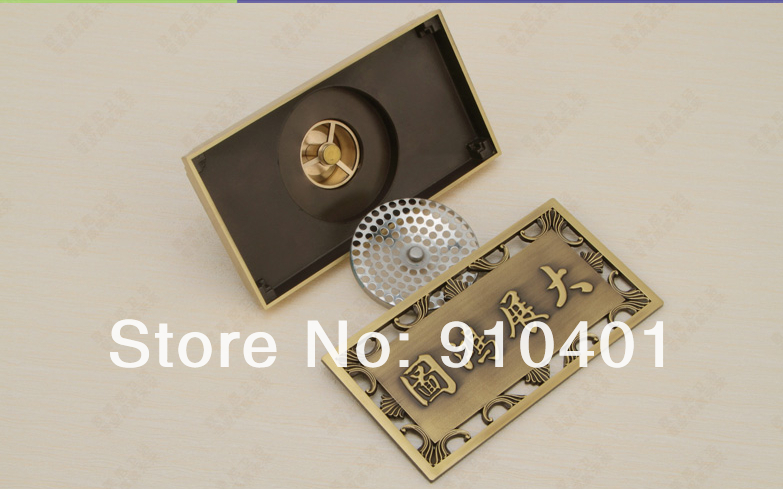 Wholesale And Retail Promotion Luxury Antique Brass Carve patterns Floor Drain Shower Waste Drain Floor Filler