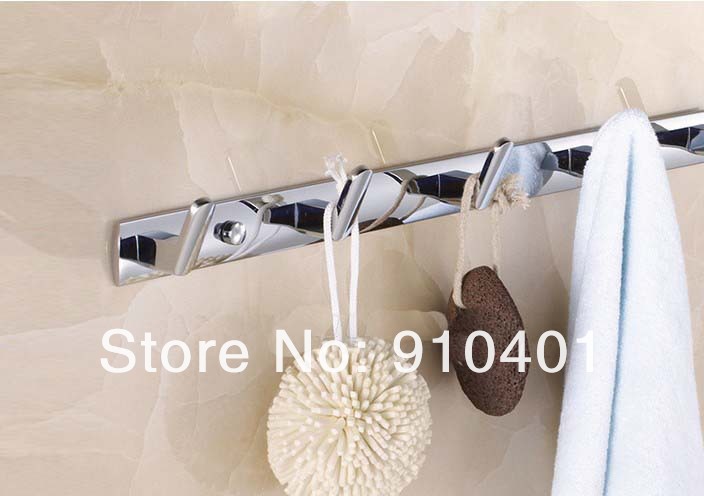 Wholesale And Retail Promotion Luxury Wall Mounted Bathroom Towel Clothes Hat Hook Hangers Shower 5 Pegs Chrome