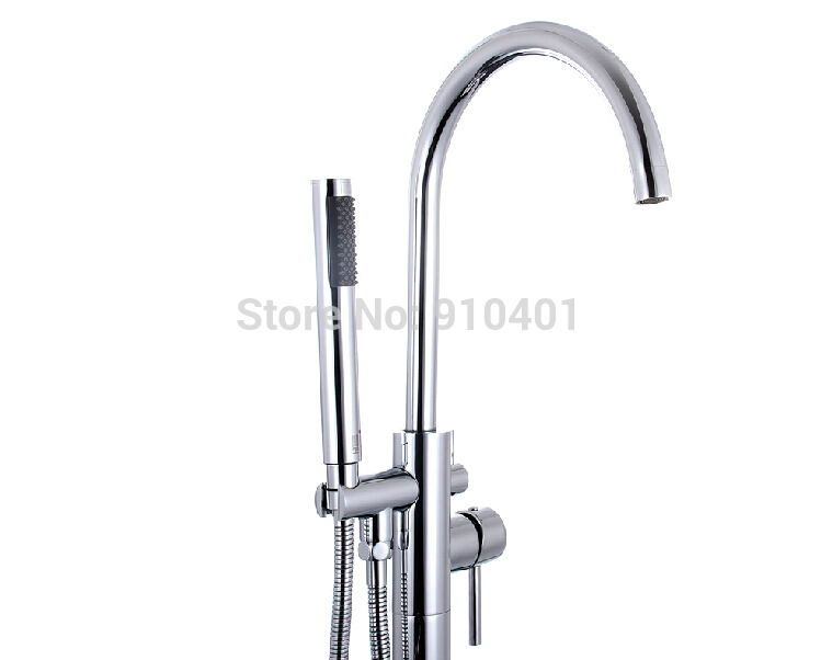 Wholesale And Retail Promotion Chrome Brass Floor Mounted Bathroom Tub Filler Chrome Shower Faucet Mixer Tap
