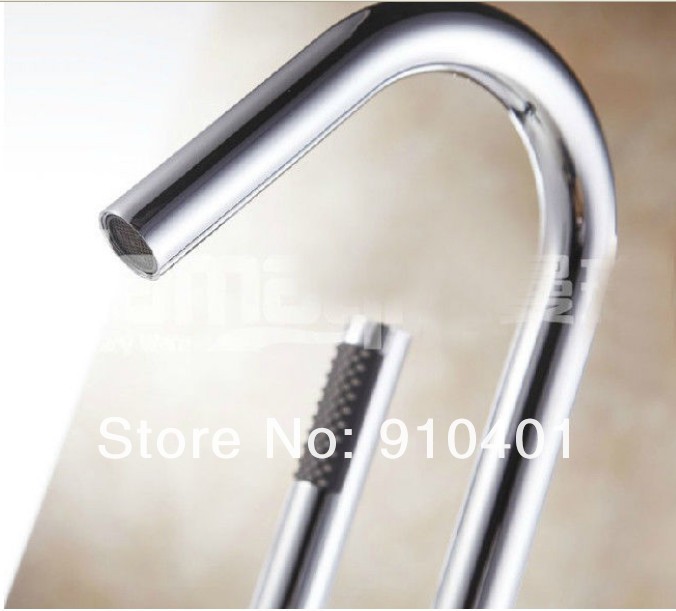 Wholesale And Retail Promotion Floor Standing Bathtub Faucet Chrome Brass Dual Handle With Hand Shower Mixer