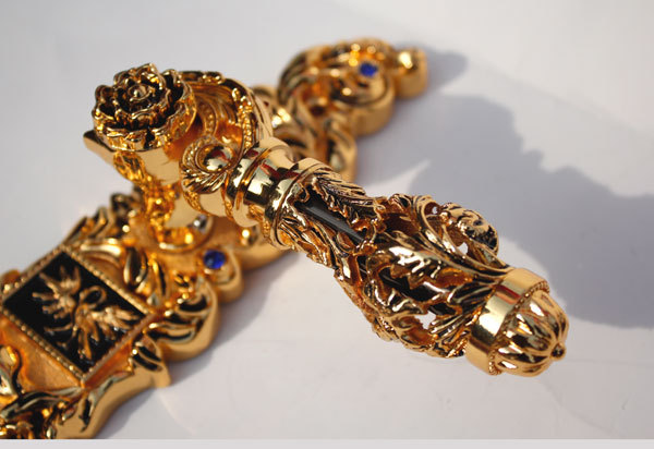 European and american style real 24k gold with crystal  handle door lock  fashion lion head lockset  richly Free shipping